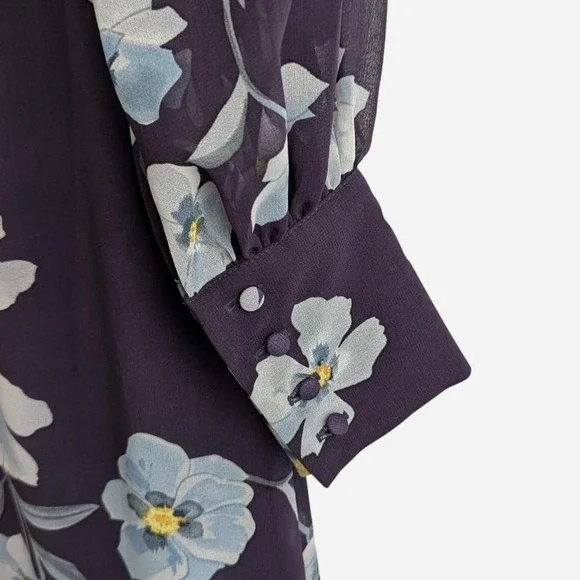 Cabi Ellery Floral Shift Dress Navy Blue Chiffon Floral Print Size Small - Picture 6 of 8